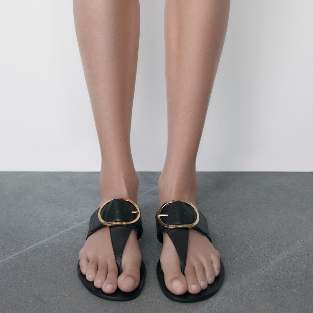 Zara leather sandals with buckle